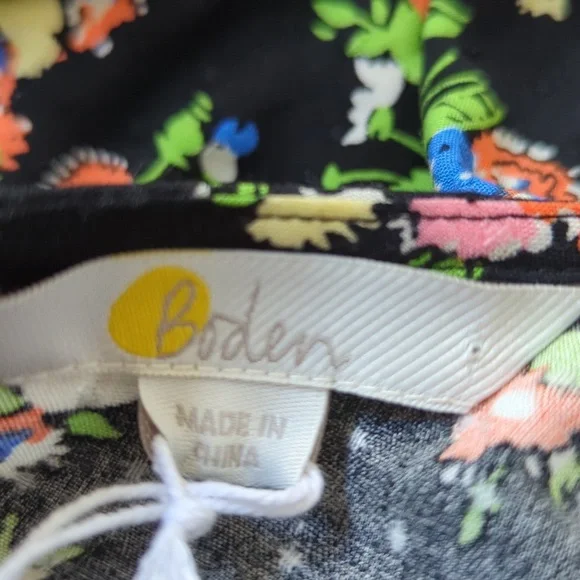 Boden Crew Neck Fit-and-Flare Dress Black, Wild Cluster - Picture 11 of 16